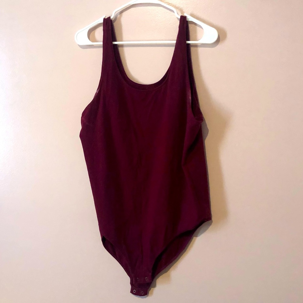Burgundy tank bodysuit plus size